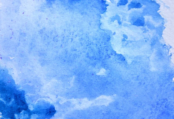 Акварельный голубой фон, как небо и облака — стоковое фото