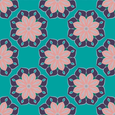 Trendy renkler güzel mandalalar ile Seamless modeli. Vektör arka plan