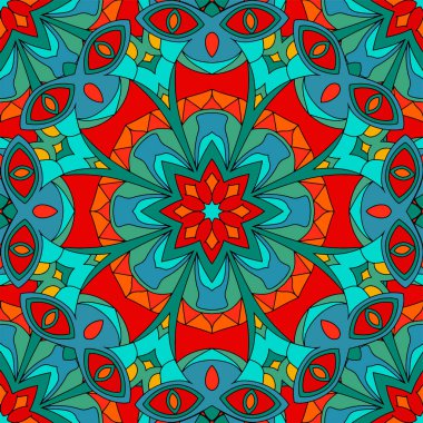 Süsler trendy sıcak yaz renkleri ile Seamless modeli. Vektör arka plan