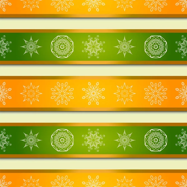 Kerstmis achtergrond met lichte strepen en mandala's sneeuwvlokken. Vector achtergrond — Stockvector