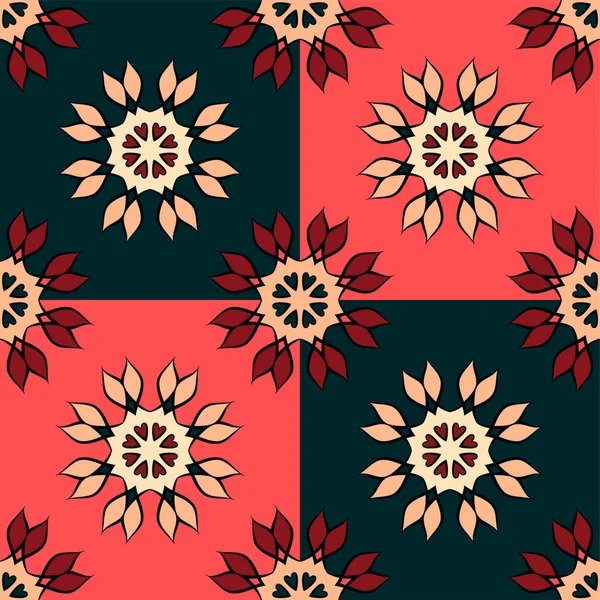 Seamless mönster med mandalas i vackra vintage färger. Vector bakgrund — Stock vektor
