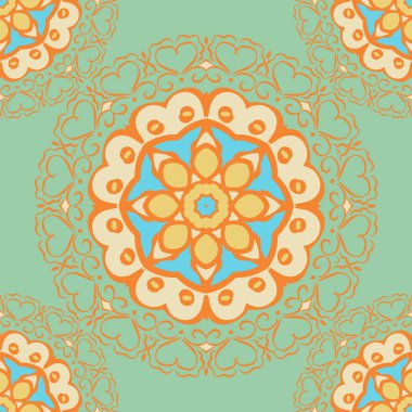 Renklerde güzel mandalalar ile Seamless modeli. Vektör arka plan