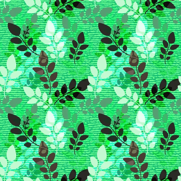 Seamless pattern with beautiful branches and leaves, vector illustration — Stock Vector