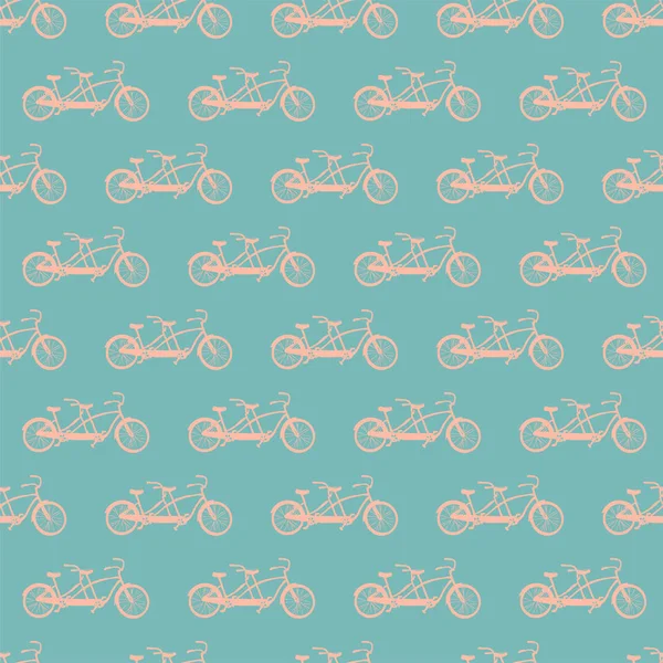 Безшовний візерунок з милим рожевим велосипедом тандем на синьому фоні. Векторні ілюстрації для вашого дизайну — стоковий вектор