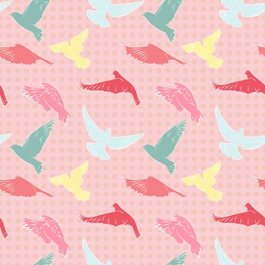 Kuşlar güzel renklerde uçan ile seamless modeli tasarımınız için vektör çizim