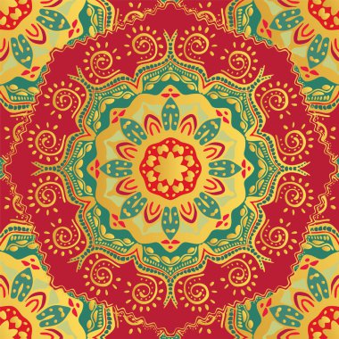 Renklerde güzel mandalalar ile Seamless modeli. Vektör arka plan.