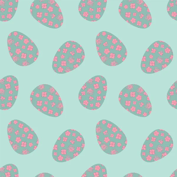 Modello senza cuciture con uova di Pasqua nei colori blu e rosa. Illustrazione vettoriale — Vettoriale Stock