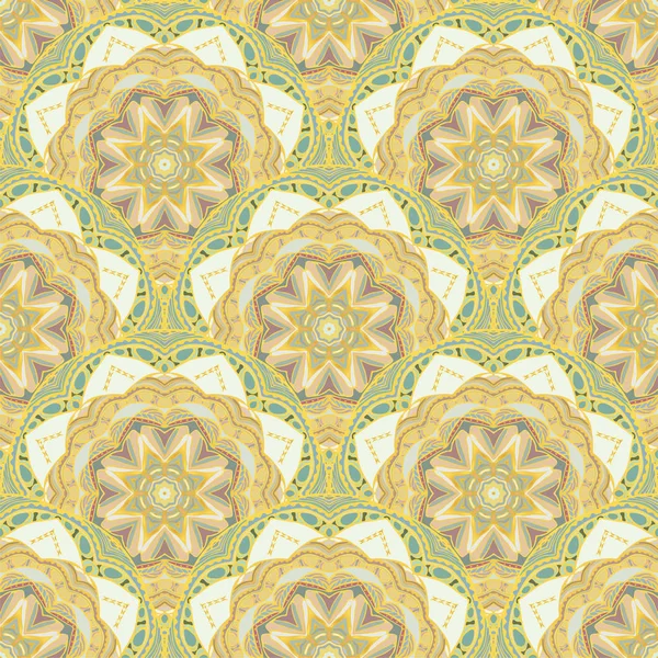 Seamless mönster med mandalas i vackra färger. Vector bakgrund. — Stock vektor