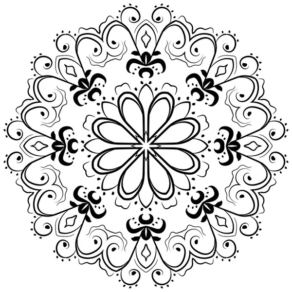 Mandala noir sur fond blanc. Ornement vectoriel pour votre conception — Image vectorielle
