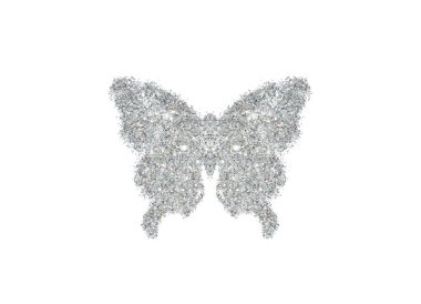 Beyaz arka plan üzerinde gümüş glitter, simge tasarımınız için kelebek