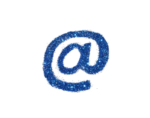 Signo de correo electrónico de brillo azul sobre fondo blanco, icono para su diseño . — Foto de Stock