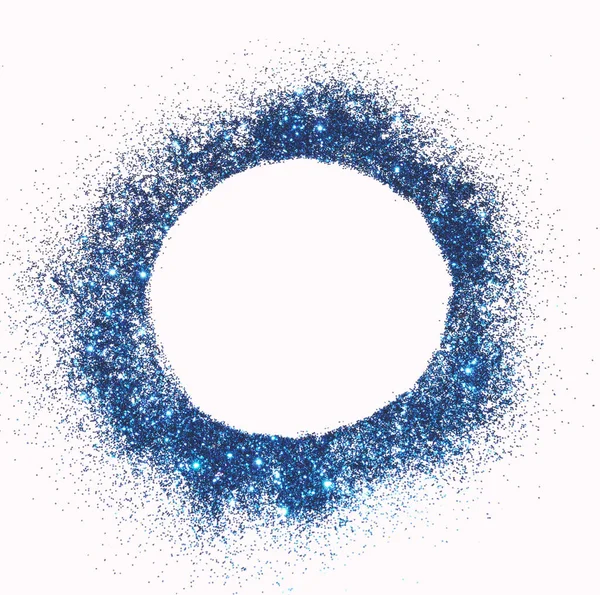 Γύρος πλαισίων μπλε glitter λάμψη σε άσπρο φόντο. Μπορεί να χρησιμοποιηθεί ως τόπος για κείμενο, για κάρτα χαιρετισμού ή πρόσκληση, κλπ — Φωτογραφία Αρχείου