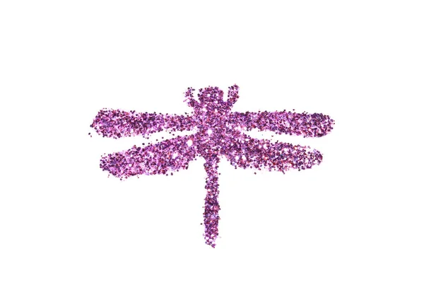 Ważka, fioletowy Brokat na białym tle, ikona dla projektu — Zdjęcie stockowe