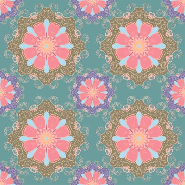  Renklerde güzel mandalalar ile Seamless modeli. Vektör süs arka plan.