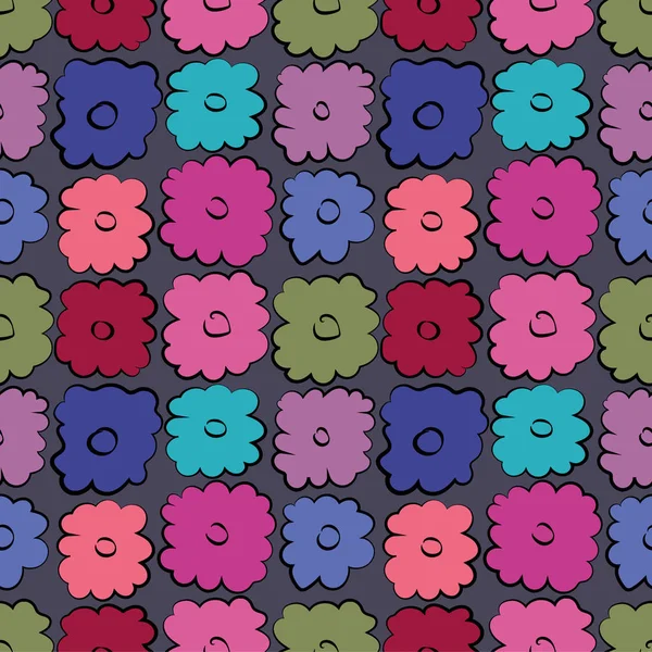 Fleurs carrées abstraites en différentes belles couleurs, illustration vectorielle, motif sans couture — Image vectorielle