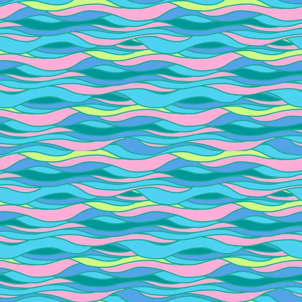 Farklı renklerde güzel, vektör çizim, seamless modeli soyut dalgalar — Stok Vektör