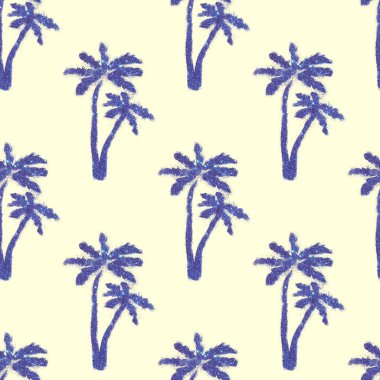 Tasarımınız için mavi glitter, palmiye ağaçları ile Seamless Modeli