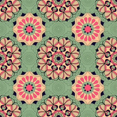 Mandalalar tasarımınız için güzel renklerde ile Seamless modeli. Vektör arka plan