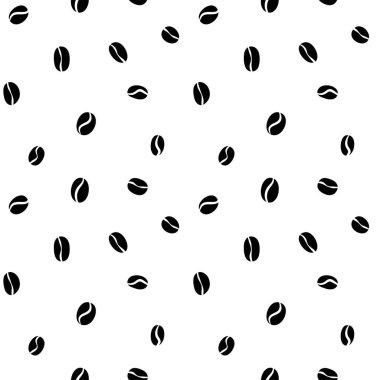 Siyah ve beyaz renklerde kahve çekirdekleri ile Seamless Modeli