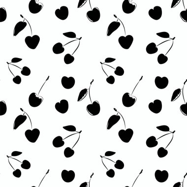 Beyaz arka planda siyah kiraz ile Seamless Modeli