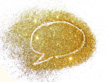 Balon şekli beyaz zemin üzerine altın glitter metin için. 