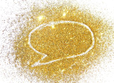 Balon şekli beyaz zemin üzerine altın glitter metin için. 