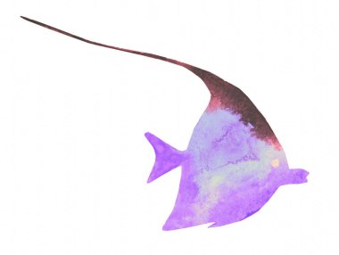 Beyaz arkaplanda suluboya balık