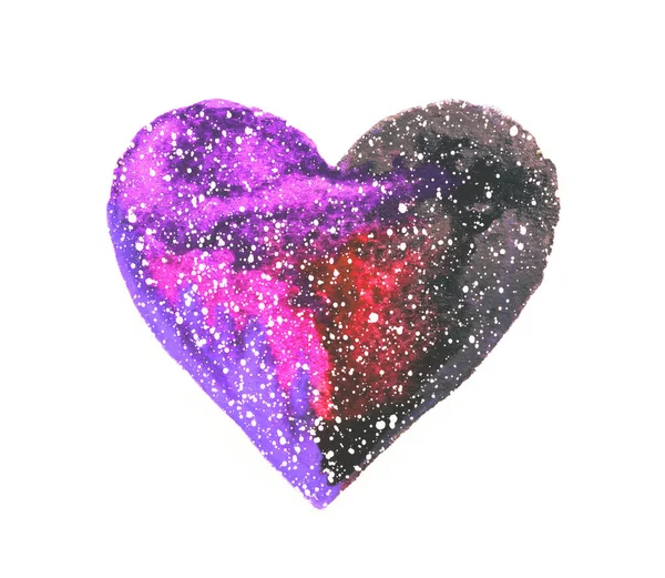 Watercolor heart in beautiful colors of space — Stock Photo, Image