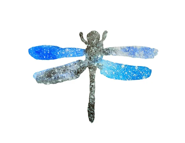Aquarell Libelle in schönen Farben des Weltraums — Stockfoto