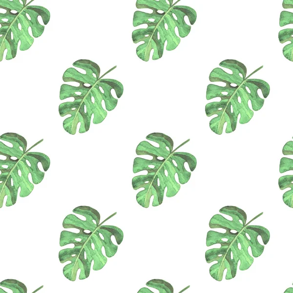 Seamless pattern with watercolor tropical leaves — Stock Photo, Image