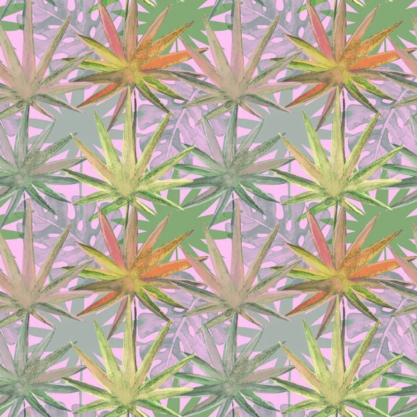 Seamless pattern with watercolor tropical leaves — Stock Photo, Image