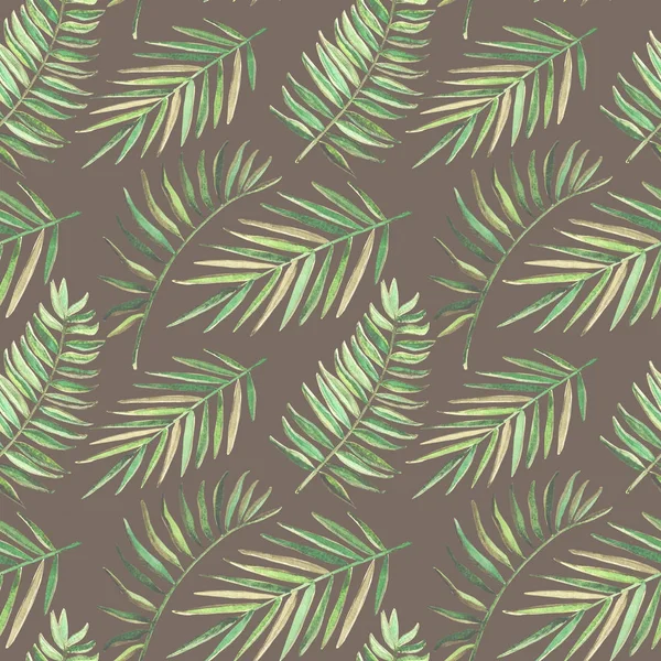 Nahtloses Muster mit tropischen Blättern in Aquarell — Stockfoto
