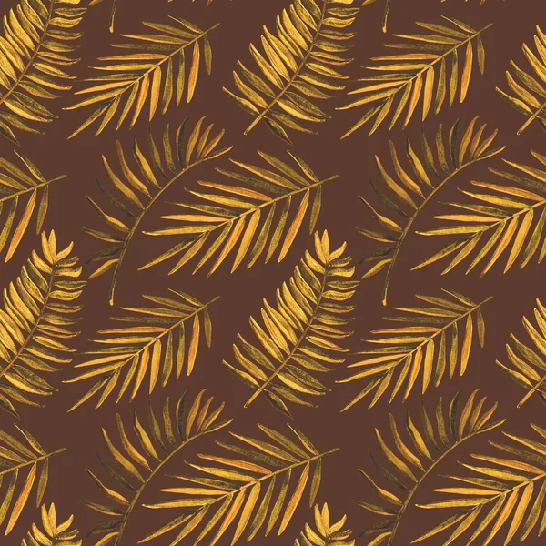 Απρόσκοπτη μοτίβο με υδατογραφία τροπικά φύλλα — Φωτογραφία Αρχείου