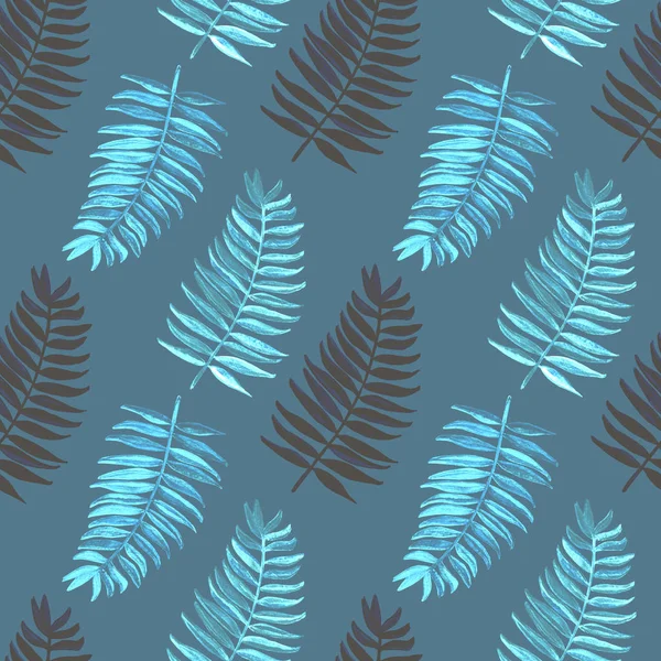 Seamless pattern with watercolor tropical leaves — Stock Photo, Image