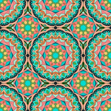 Mandalalar tasarımınız için güzel renklerde ile Seamless modeli. Vektör arka plan