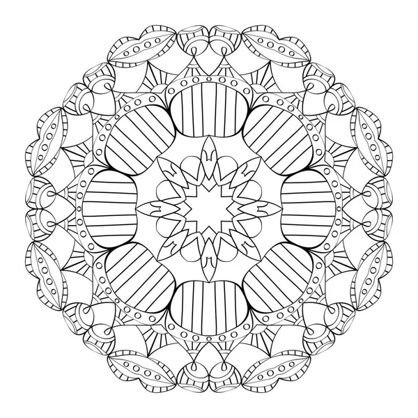 Elément ornemental décoratif. Mandala noir sur fond blanc. Illustration vectorielle — Image vectorielle