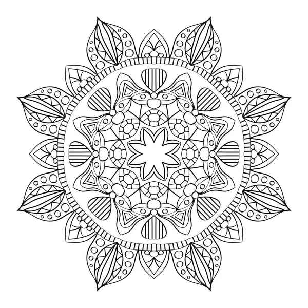 Elément ornemental décoratif. Mandala noir sur fond blanc. Illustration vectorielle — Image vectorielle