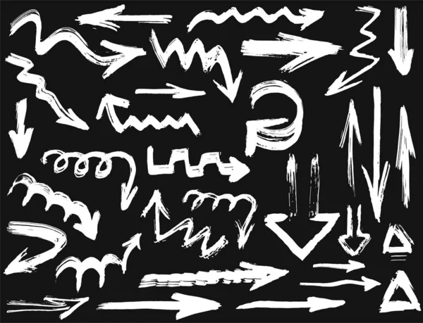 Büyük siyah arka plan üzerine elle çizilmiş suluboya beyaz oklarla ayarla