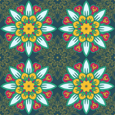 Renklerde güzel mandalalar ile Seamless modeli. Vektör arka plan.