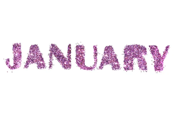 Enero, nombre del mes de invierno de purpurina aislado sobre fondo blanco — Foto de Stock