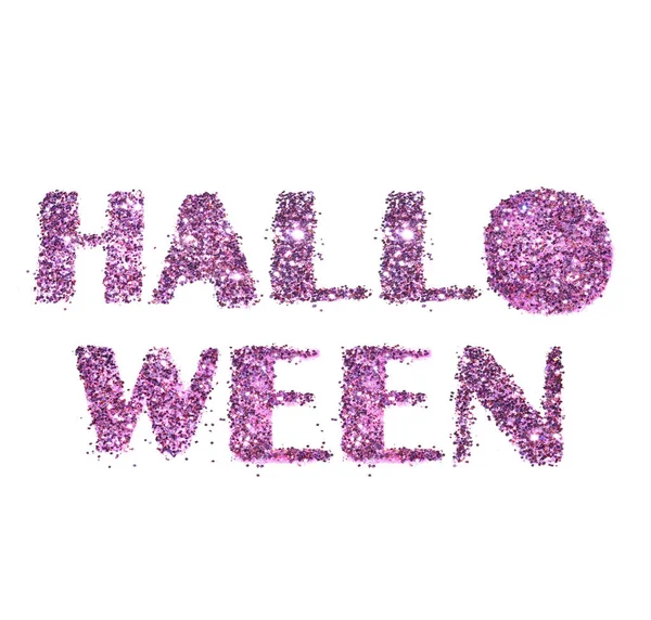 Halloween, letras de brilho roxo isolado no fundo branco — Fotografia de Stock