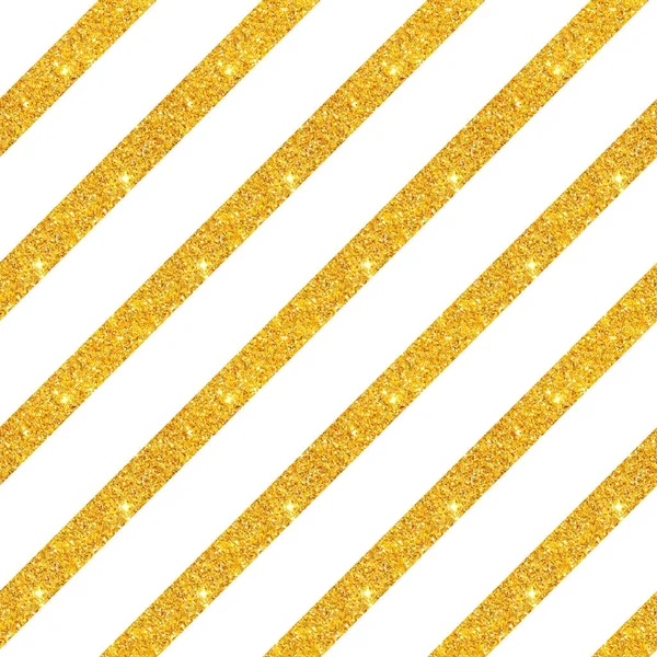 Modello senza cuciture con strisce diagonali di glitter dorato su sfondo bianco — Foto Stock