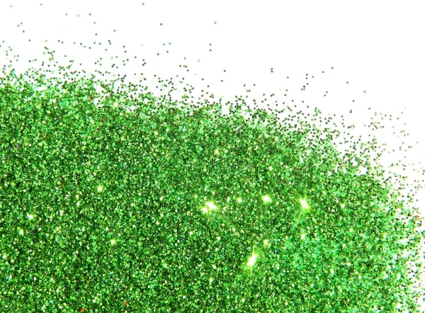 Gestructureerde achtergrond met groene glitter fonkeling op wit — Stockfoto