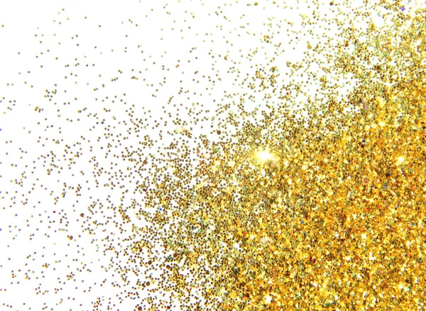 Texturerat bakgrund med gyllene glitter glitter på vit — Stockfoto