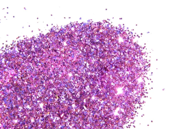 Texturerat bakgrund med lila glitter glitter på vit — Stockfoto