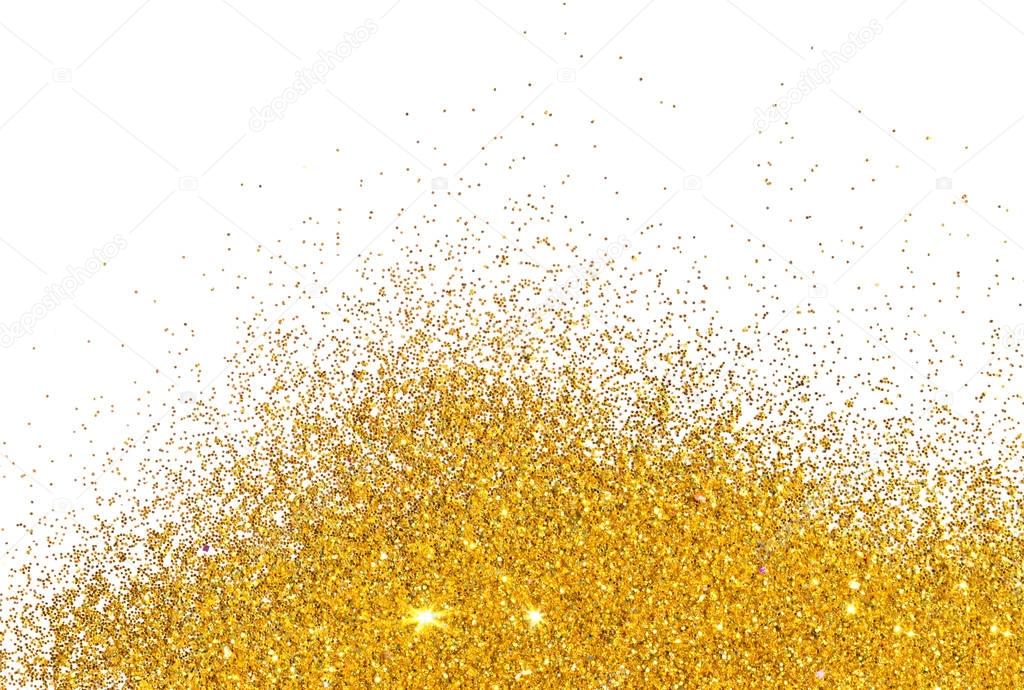 Textured background with golden glitter sparkle on white