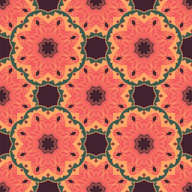 Renklerde güzel mandalalar ile Seamless modeli. Vektör arka plan.