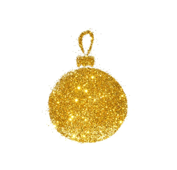 Weihnachtskugel Aus Goldenem Glanz Auf Weißem Hintergrund — Stockfoto