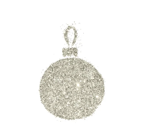 Kerst Bal Van Zilver Glitter Witte Achtergrond — Stockfoto