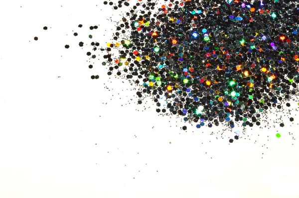 Gestructureerde Achtergrond Met Zwarte Holografische Glitters Wit Decoratieve Spangles — Stockfoto